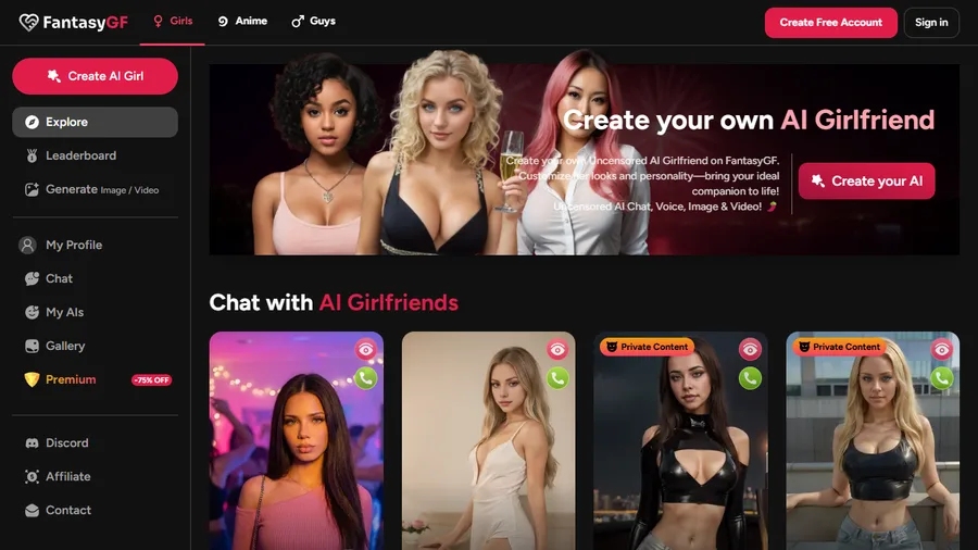 FantasyGF app interface screenshot