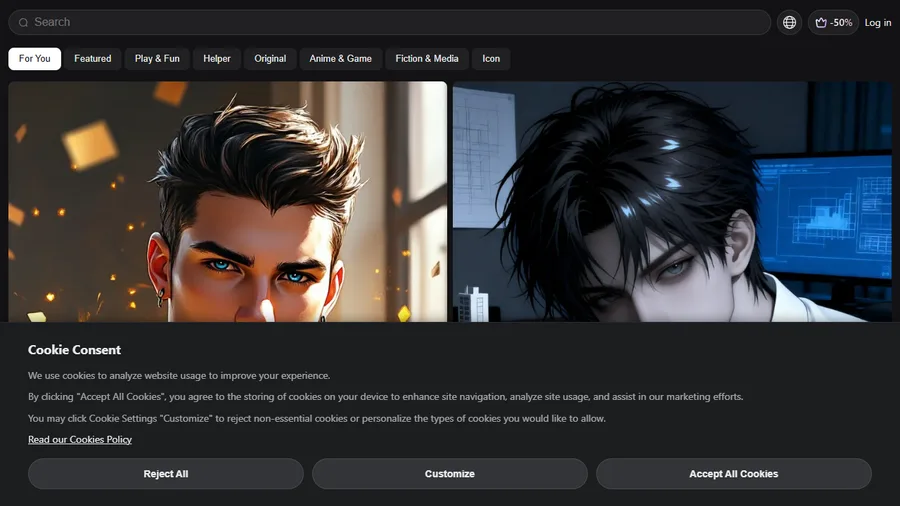 Talkie AI app interface screenshot